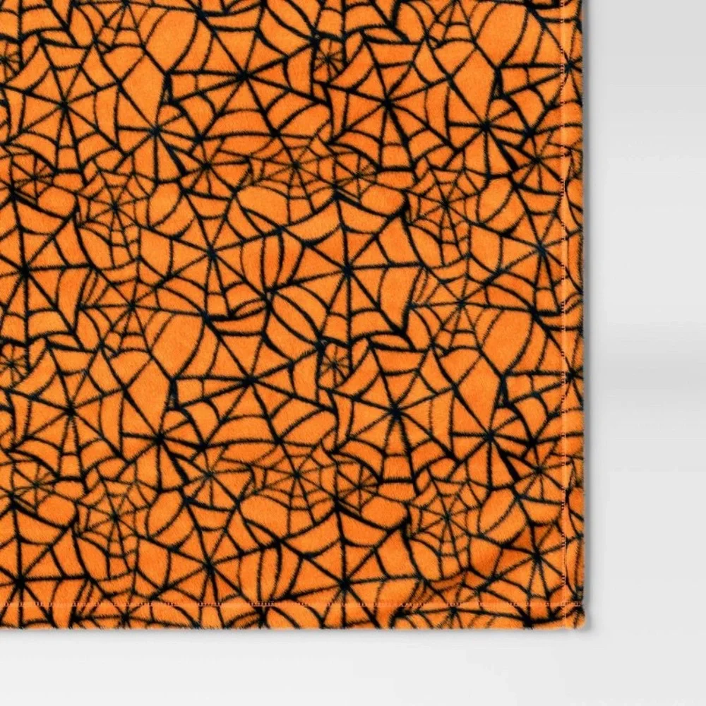 Spiderweb Plush Throw Blanket Orange - Hyde & EEK!